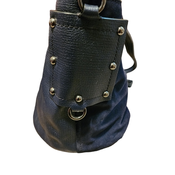 Marc By Marc Jacobs Vintage Navy Leather Blue Suede Leather Handbag Bucket Bag - Picture 4 of 11
